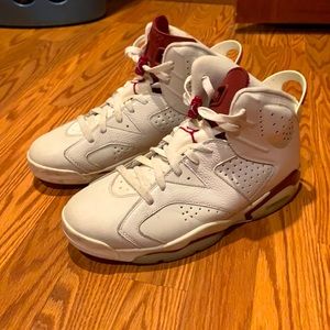 Jordan retro 6’s. Maroon/White